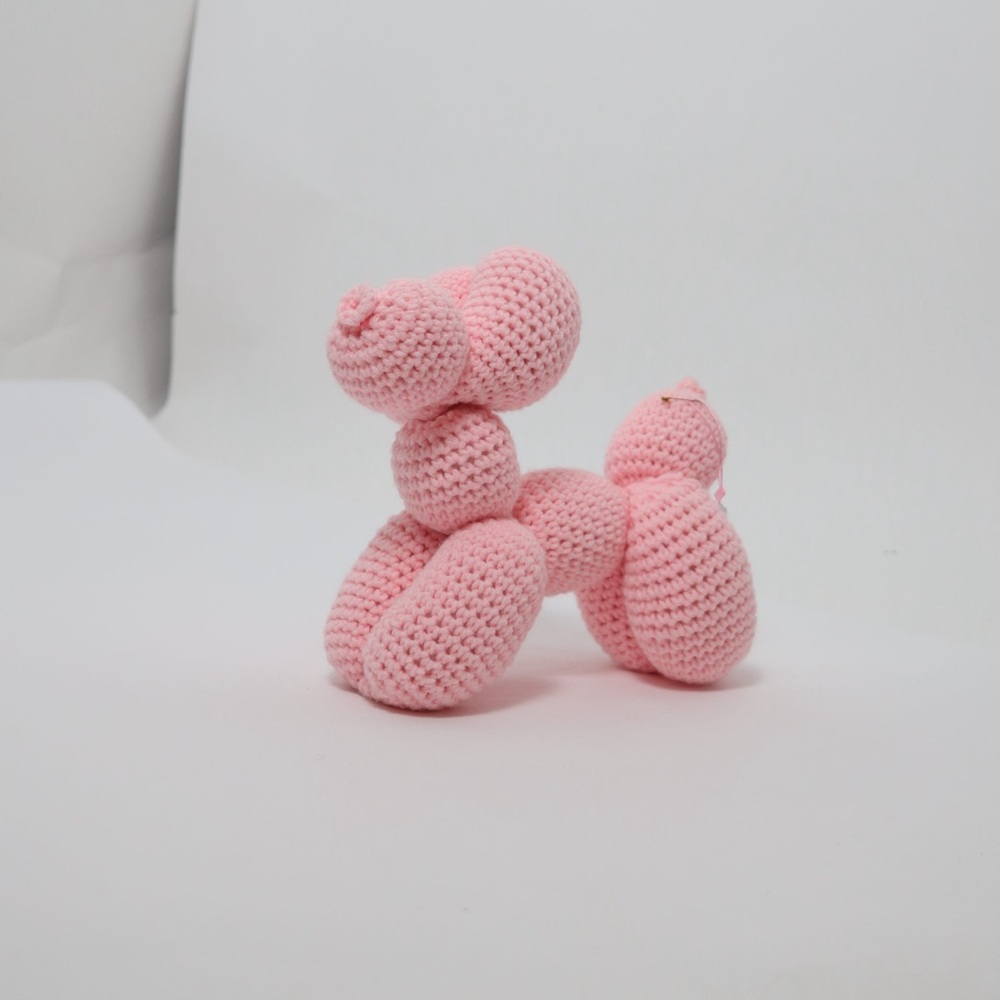 Pink crocheted Balloon Dog Decor - Picture 1 of 2